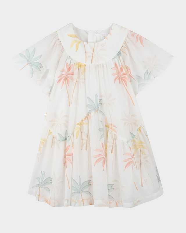 Girl's Short-Sleeve Multicolor-Print Dress, Size 4-6